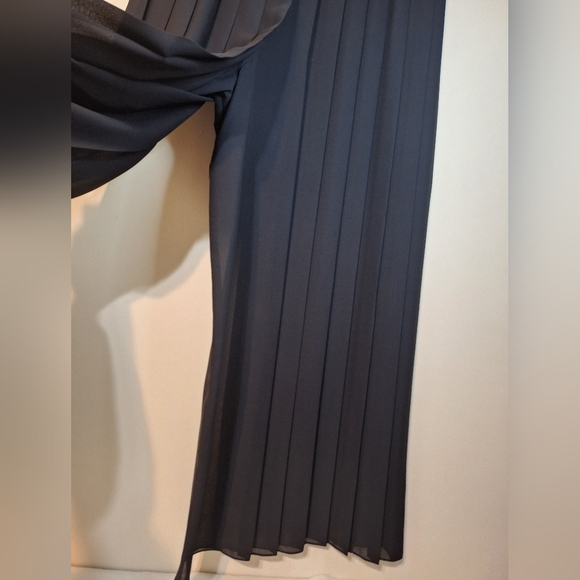 Adrianna Papell Evening Essentials sz 16 sheer wide leg black pleated plants - Picture 3 of 5